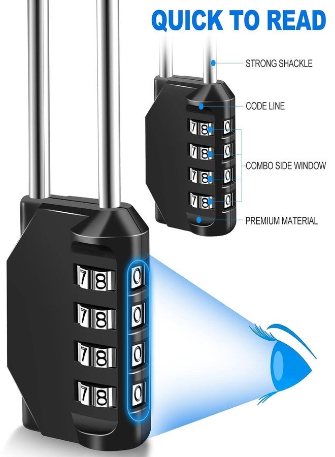 Portible 4 Digit Outdoor Waterproof Resettable Combination Padlock Pack of 2 | Heavy Duty Long Shackle Security Lock for Gate, Fence, Gym, Shed, Storage Unit, Locker, Door, Garage Anti-Rust - Image 4